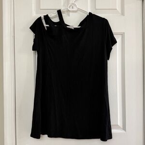 143 Story Black Cut Out Shoulder T Shirt
